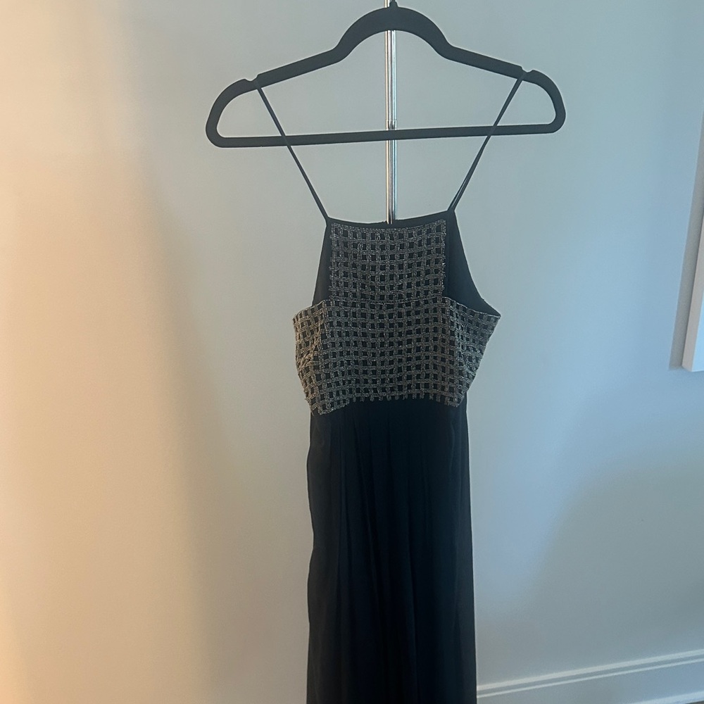 Black Maxi Dress with Embellished Bodice